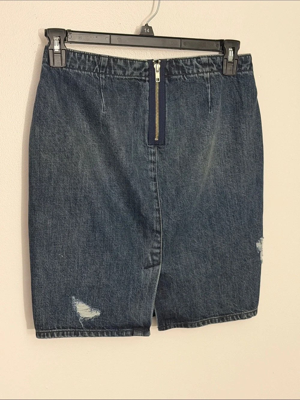 GAP Dark Indigo Distressed Denim Pencil Skirt